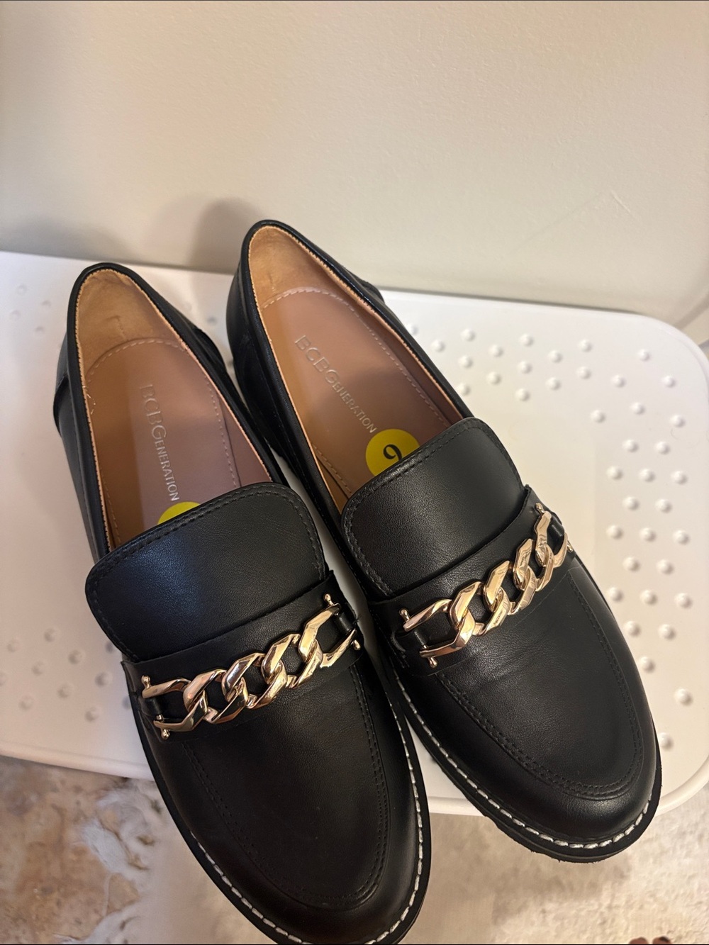 BCBG Black Women's Chain-Detail Loafers